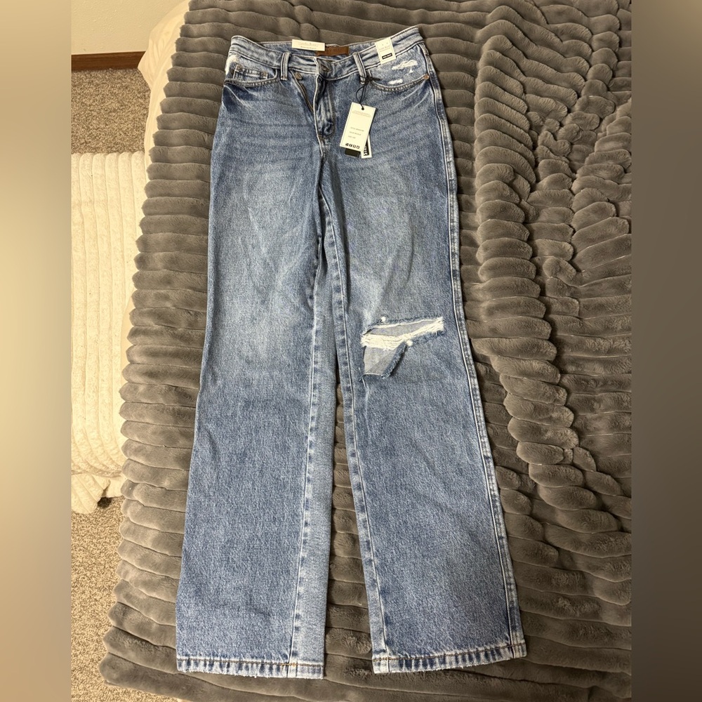 Judy Blue Distressed Blue Straight Leg Jeans